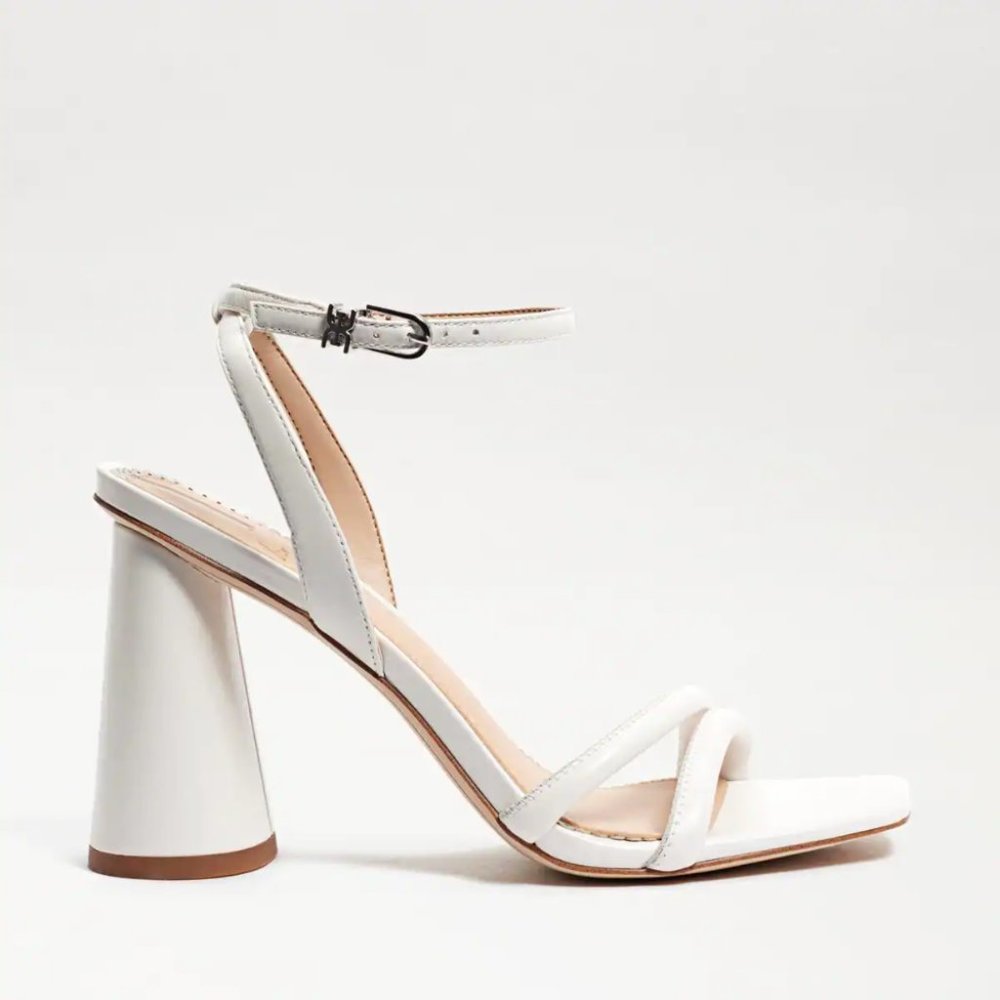 Sam Edelman Kia Block Heel Sandals in White Leather - FCM35
